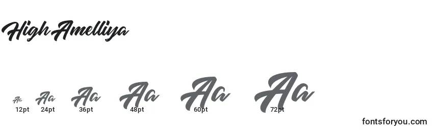 Размеры шрифта High Amelliya