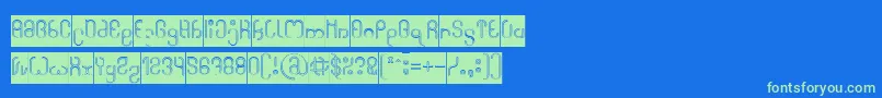 High In love Hollow Inverse-fontti – vihreät fontit sinisellä taustalla