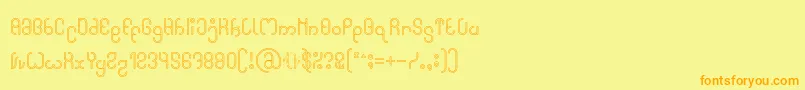 フォントHigh In love Hollow – オレンジの文字が黄色の背景にあります。