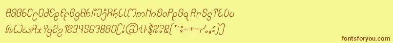 Fonte High In love Italic – fontes marrons em um fundo amarelo