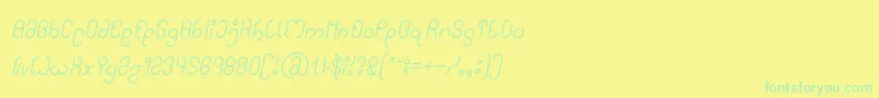 フォントHigh In love Italic – 黄色い背景に緑の文字
