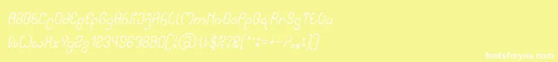 High In love Italic-fontti – valkoiset fontit keltaisella taustalla