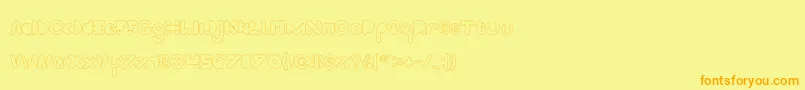 フォントHigh Logic Hollow – オレンジの文字が黄色の背景にあります。