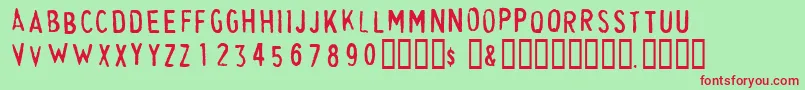 CheapskateFill Font – Red Fonts on Green Background