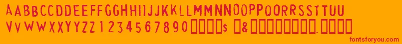Fonte CheapskateFill – fontes vermelhas em um fundo laranja