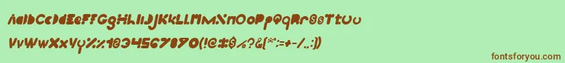 フォントHigh Logic Italic – 緑の背景に茶色のフォント