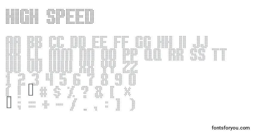 Шрифт High Speed (129634) – алфавит, цифры, специальные символы