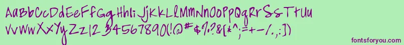 high strung Font – Purple Fonts on Green Background