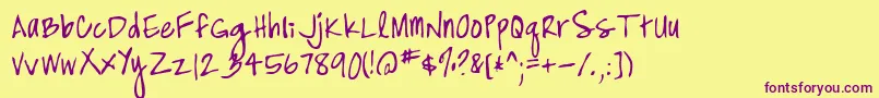 high strung Font – Purple Fonts on Yellow Background