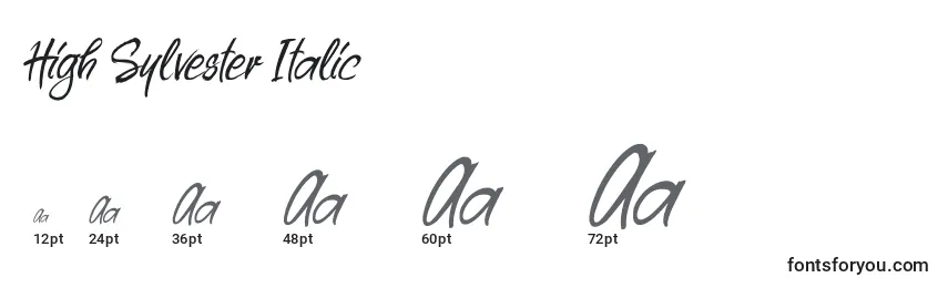 Размеры шрифта High Sylvester Italic