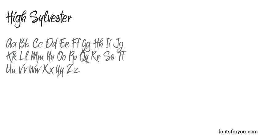 Schriftart High Sylvester – Alphabet, Zahlen, spezielle Symbole