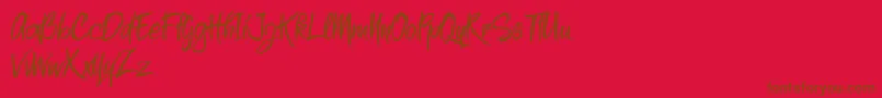 High Sylvester-Schriftart – Braune Schriften auf rotem Hintergrund