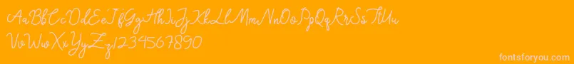 High Techno-Schriftart – Rosa Schriften auf orangefarbenem Hintergrund