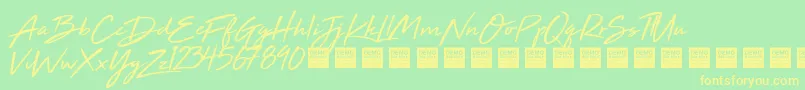 フォントHigh Tide   Demo – 黄色の文字が緑の背景にあります
