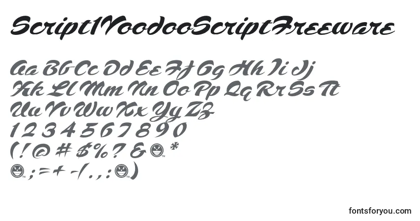 Fuente Script1VoodooScriptFreeware - alfabeto, números, caracteres especiales