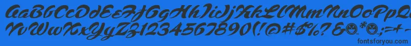 Script1VoodooScriptFreeware Font – Black Fonts on Blue Background