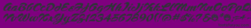 Script1VoodooScriptFreeware-fontti – mustat fontit violetilla taustalla