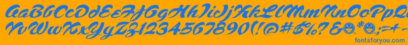 Script1VoodooScriptFreeware Font – Blue Fonts on Orange Background