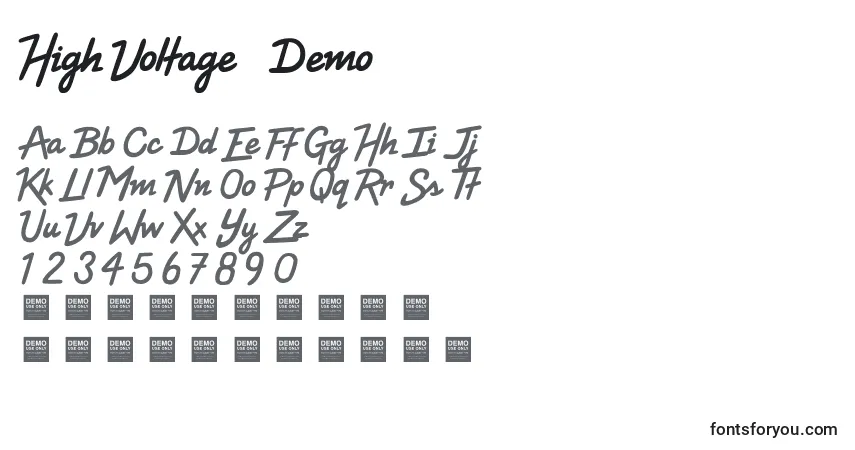 Czcionka High Voltage   Demo – alfabet, cyfry, specjalne znaki