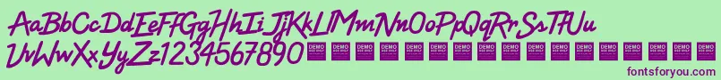High Voltage   Demo Font – Purple Fonts on Green Background