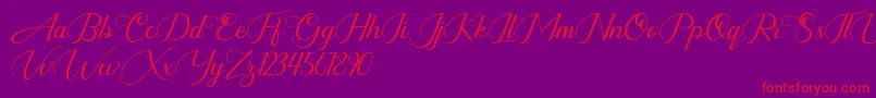 highbury-Schriftart – Rote Schriften auf violettem Hintergrund