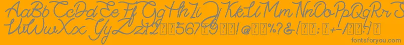 Highday Script DEMO-Schriftart – Graue Schriften auf orangefarbenem Hintergrund