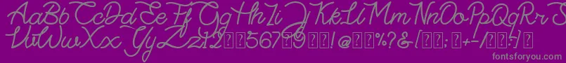 Highday Script DEMO-Schriftart – Graue Schriften auf violettem Hintergrund