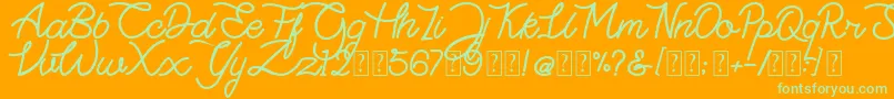 Highday Script DEMO-Schriftart – Grüne Schriften auf orangefarbenem Hintergrund