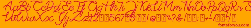 Highday Script DEMO-Schriftart – Rote Schriften auf orangefarbenem Hintergrund