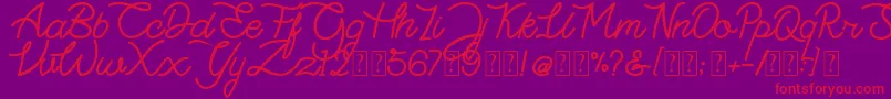 Highday Script DEMO-Schriftart – Rote Schriften auf violettem Hintergrund