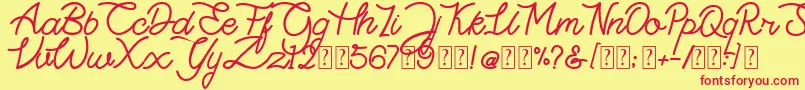 Czcionka Highday Script DEMO – czerwone czcionki na żółtym tle