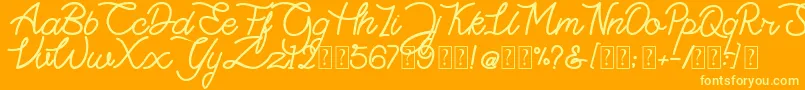 Highday Script DEMO-Schriftart – Gelbe Schriften auf orangefarbenem Hintergrund