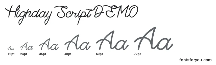 Highday Script DEMO Font Sizes