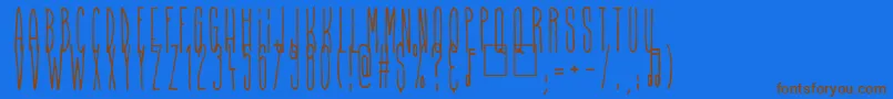 フォントHigher Than High – 茶色の文字が青い背景にあります。