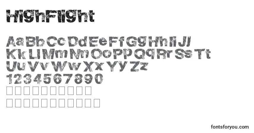Schriftart HighFlight – Alphabet, Zahlen, spezielle Symbole