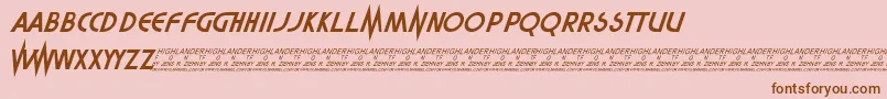 Highlander-Schriftart – Braune Schriften auf rosa Hintergrund