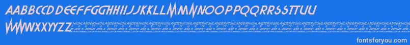 Czcionka Highlander – różowe czcionki na niebieskim tle