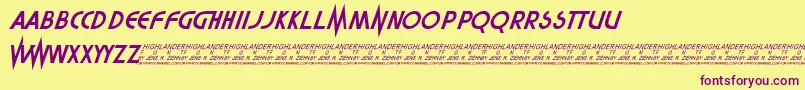 Highlander Font – Purple Fonts on Yellow Background