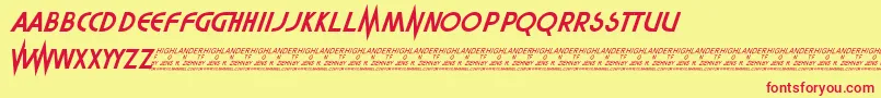 Highlander Font – Red Fonts on Yellow Background