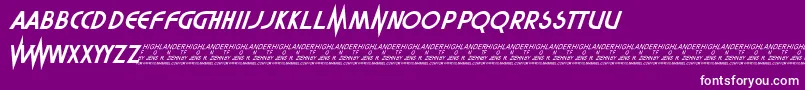 Highlander-fontti – valkoiset fontit violetilla taustalla