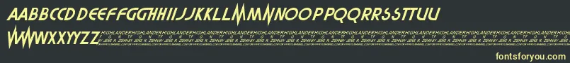 Highlander-Schriftart – Gelbe Schriften auf schwarzem Hintergrund