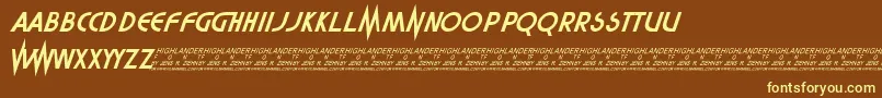 Highlander Font – Yellow Fonts on Brown Background