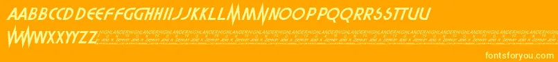 Highlander Font – Yellow Fonts on Orange Background