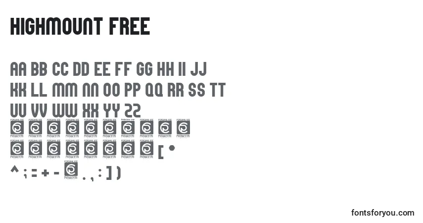 Шрифт HighMount Free – алфавит, цифры, специальные символы