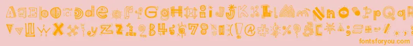 HighSchoolNotebook Regular-Schriftart – Orangefarbene Schriften auf rosa Hintergrund