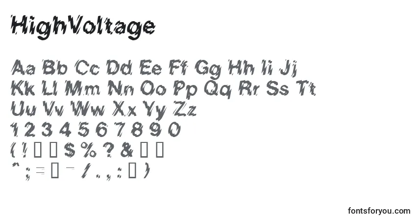 Schriftart HighVoltage (129659) – Alphabet, Zahlen, spezielle Symbole