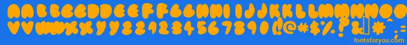 Fatassfi-Schriftart – Orangefarbene Schriften auf blauem Hintergrund