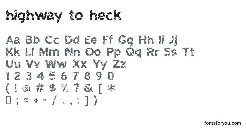 Czcionka Highway to heck – alfabet, cyfry, specjalne znaki