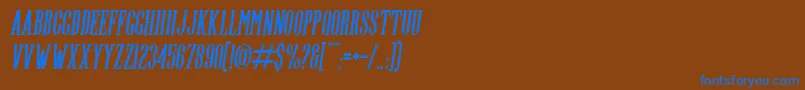 Highwind Italic-Schriftart – Blaue Schriften auf braunem Hintergrund