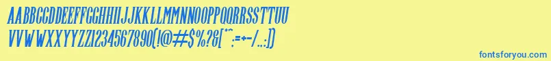 フォントHighwind Italic – 青い文字が黄色の背景にあります。
